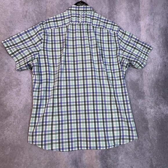 Banana Republic Men's XL Green Blue Plaid Soft Wash Shirt Short Sleeve Cotton - Picture 10 of 10